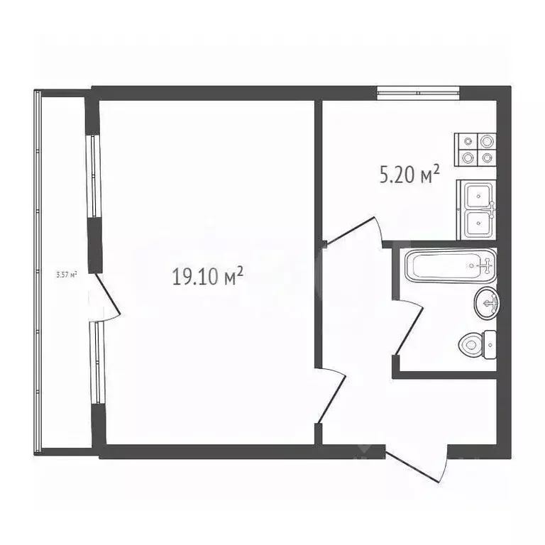 1-к кв. Челябинская область, Озерск Набережная ул., 25 (33.4 м) - Фото 2