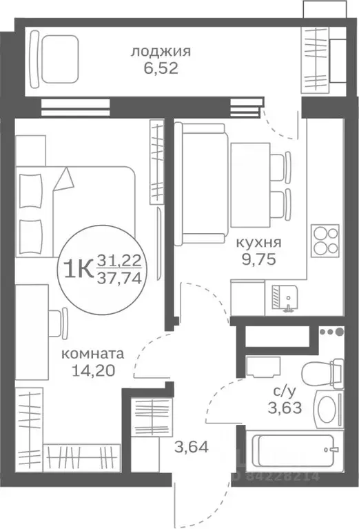 1-к кв. Тюменская область, Тюменский район, д. Патрушева ул. Петра ... - Фото 0