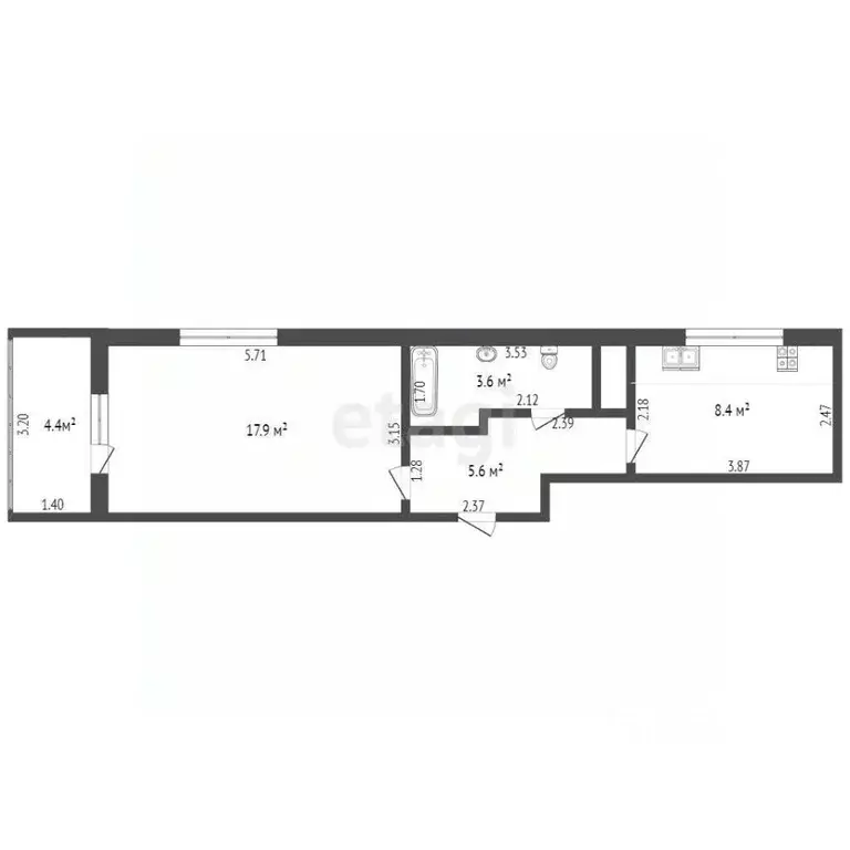 1-к кв. Ростовская область, Аксай ул. Менделеева, 53А (38.3 м) - Фото 1