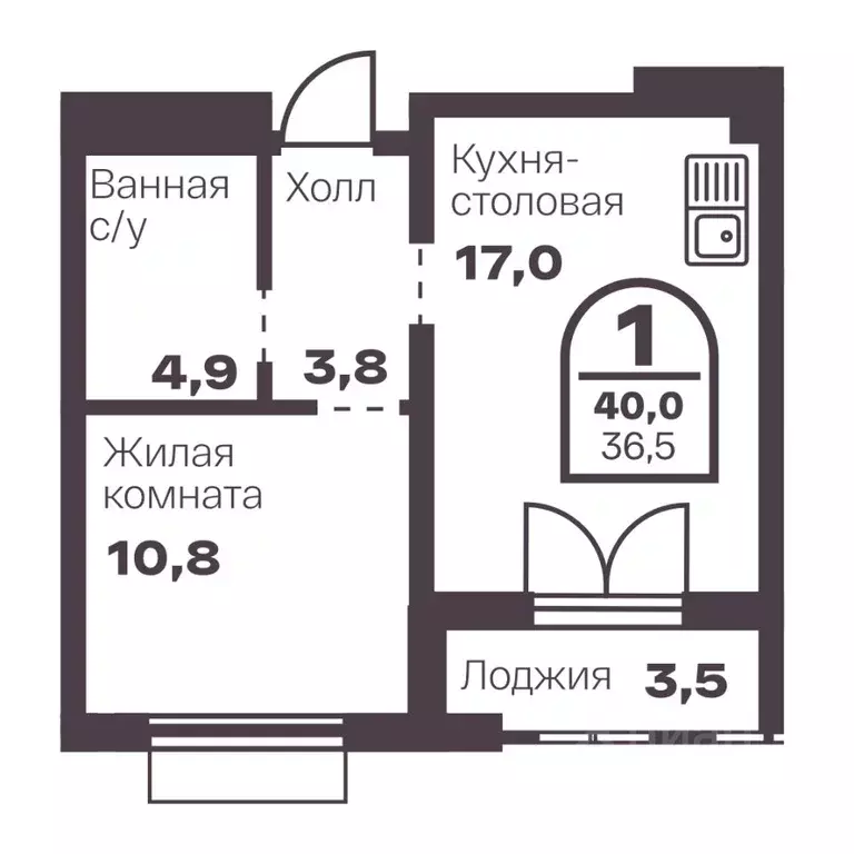 1-к кв. Челябинская область, Челябинск просп. Ленина, 19В (36.5 м) - Фото 0
