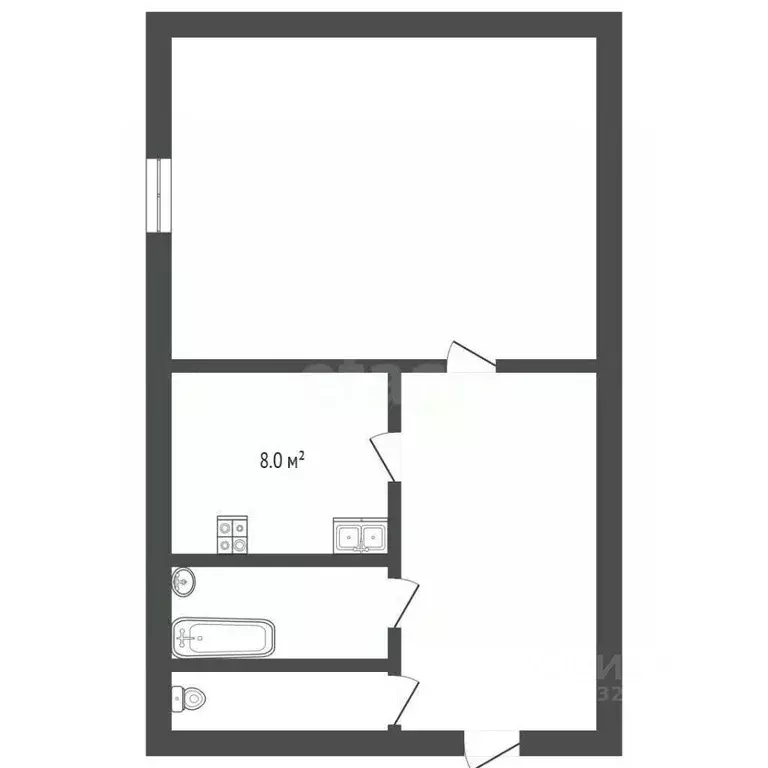 1-к кв. Вологодская область, д. Нефедово ул. Центральная, 5 (35.0 м) - Фото 2
