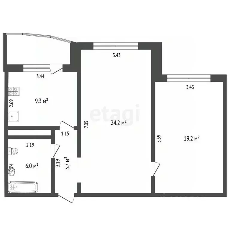 2-к кв. Тюменская область, Тюмень ул. Монтажников, 41 (62.6 м) - Фото 2