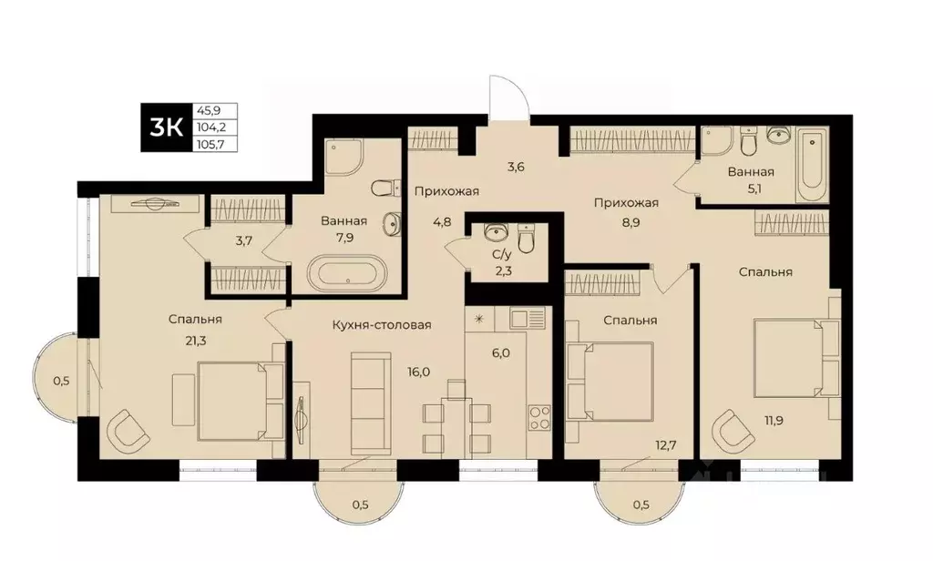 1-к кв. Башкортостан, Уфа ул. Ленина, 192 (104.2 м) - Фото 1