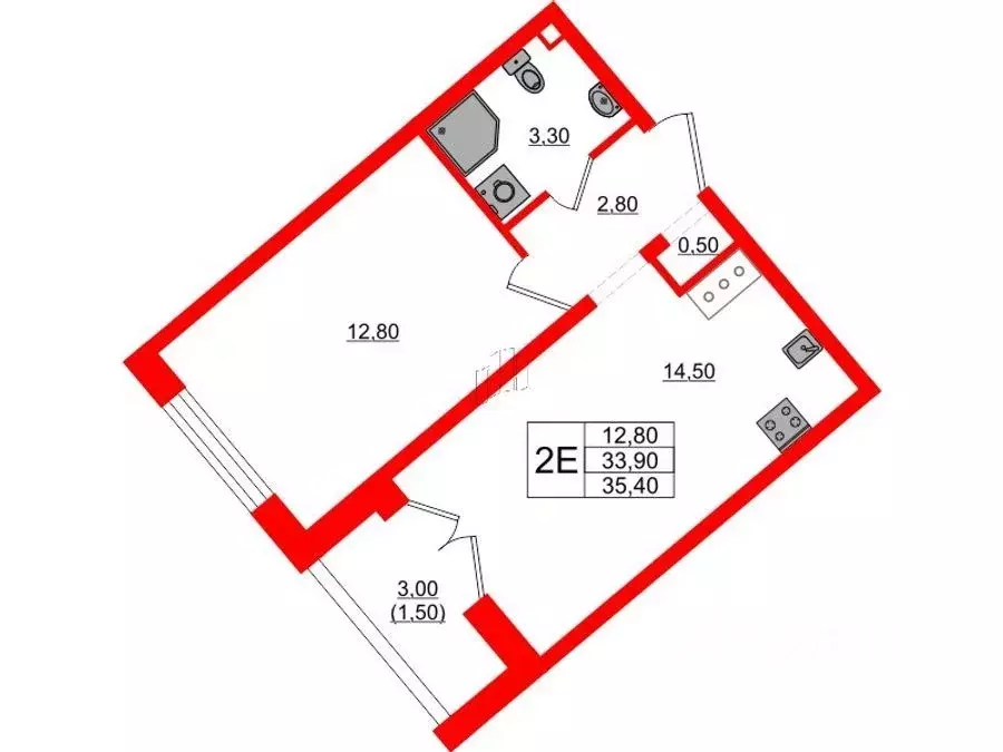 1-к кв. Санкт-Петербург дор. Муринская, 8к2 (35.4 м) - Фото 1
