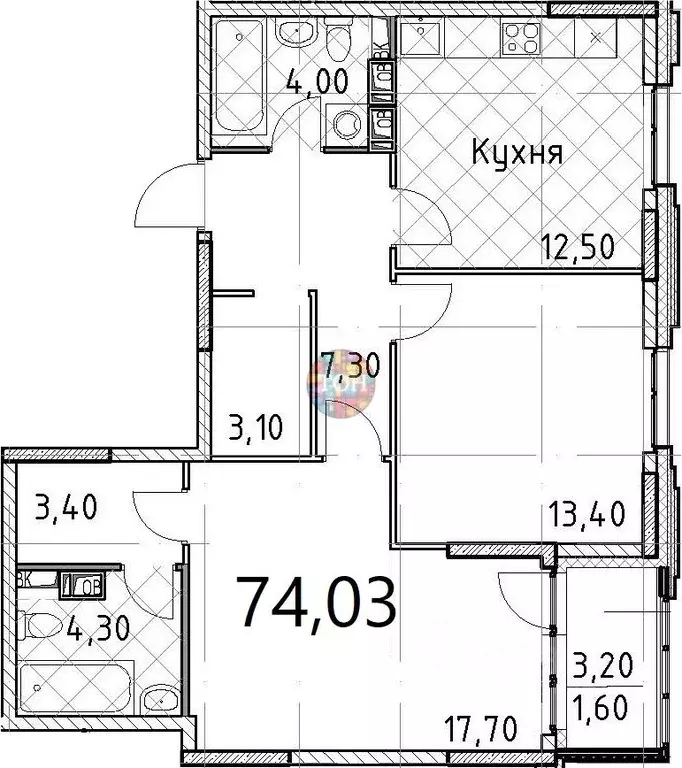 2-к кв. Санкт-Петербург Планерная ул., 99 (74.03 м) - Фото 1