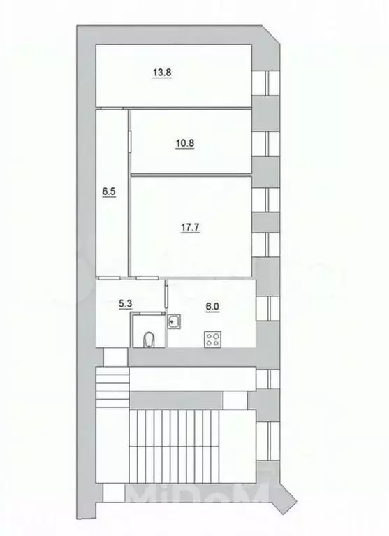 3-к кв. Санкт-Петербург 5-я Советская ул., 3/13 (60.1 м) - Фото 1