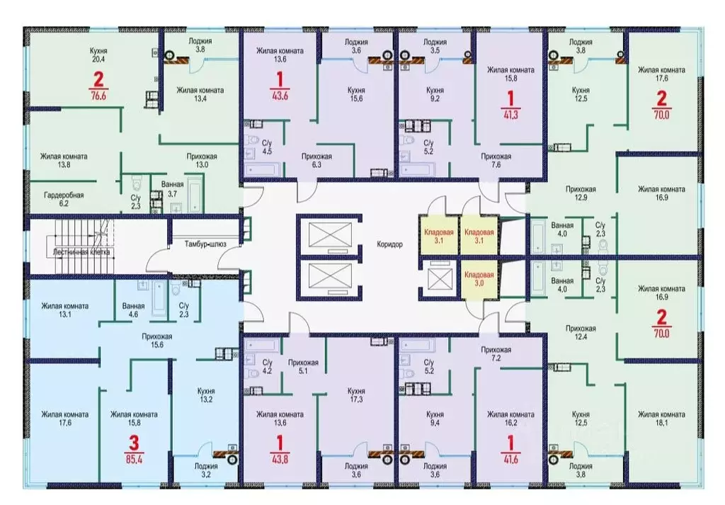 1-к кв. Ставропольский край, Ставрополь Гражданская ул., 1/11 (41.3 м) - Фото 2
