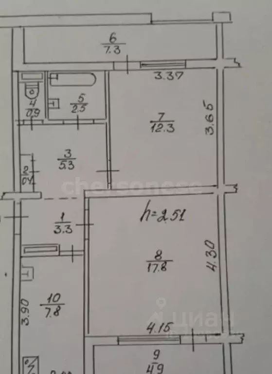 2-к кв. Севастополь просп. Октябрьской Революции, 23к1 (62.0 м) - Фото 2