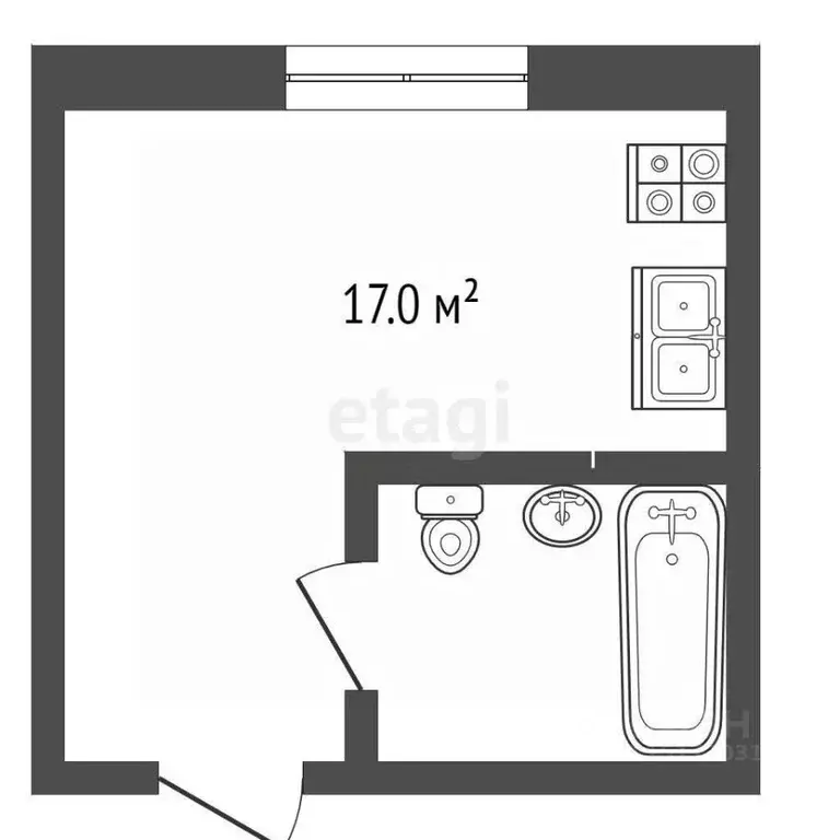 Студия Ямало-Ненецкий АО, Ноябрьск Школьная ул., 19 (17.0 м) - Фото 2