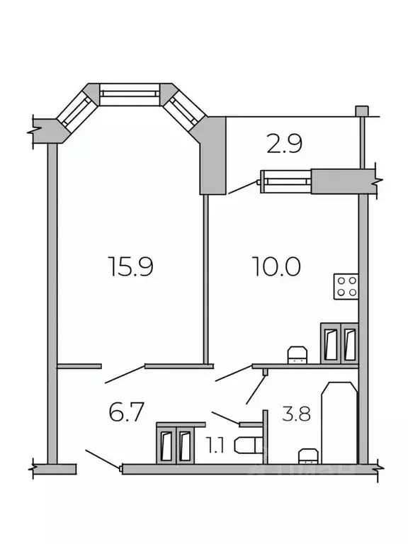 1-к кв. Санкт-Петербург пос. Парголово, ул. Валерия Гаврилина, 3к2 ... - Фото 2