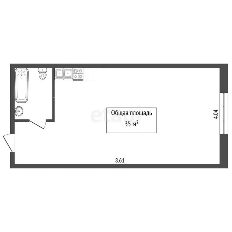 Квартира-студия: посёлок Октябрьский, Локтинская улица, 4 (35 м) - Фото 1