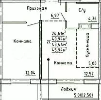 2-к. квартира, 40,4 м, 8/10 эт. - Фото 0