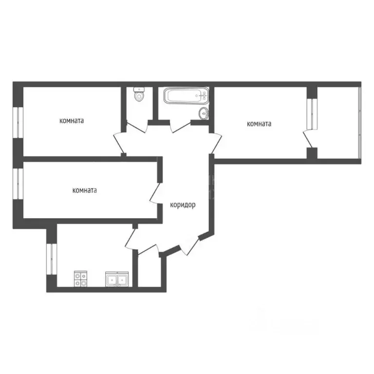 3-к кв. Тюменская область, Тюмень ул. Александра Логунова, 12 (68.4 м) - Фото 1