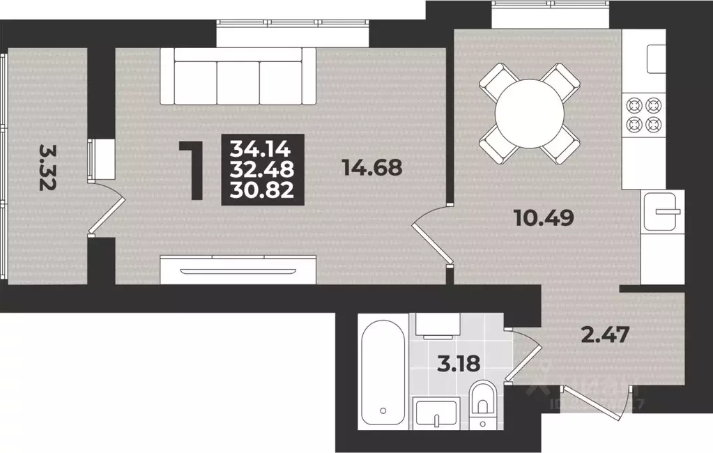 1-к кв. Калининградская область, Калининград ул. Героя России ... - Фото 1