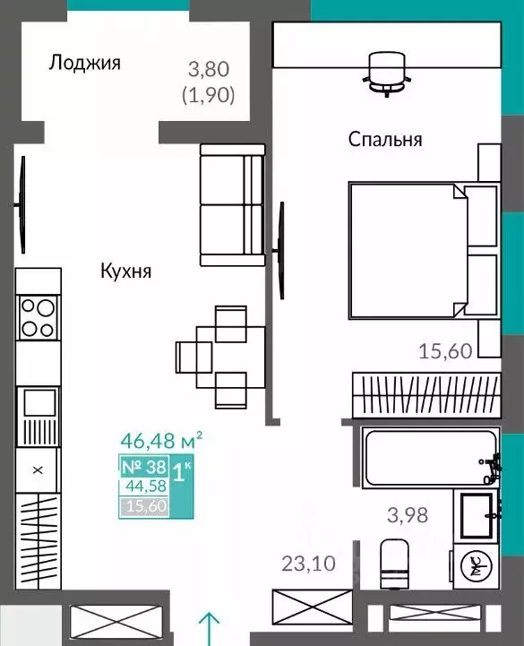 1-к кв. Севастополь Ленинский муниципальный округ,  (44.58 м) - Фото 0