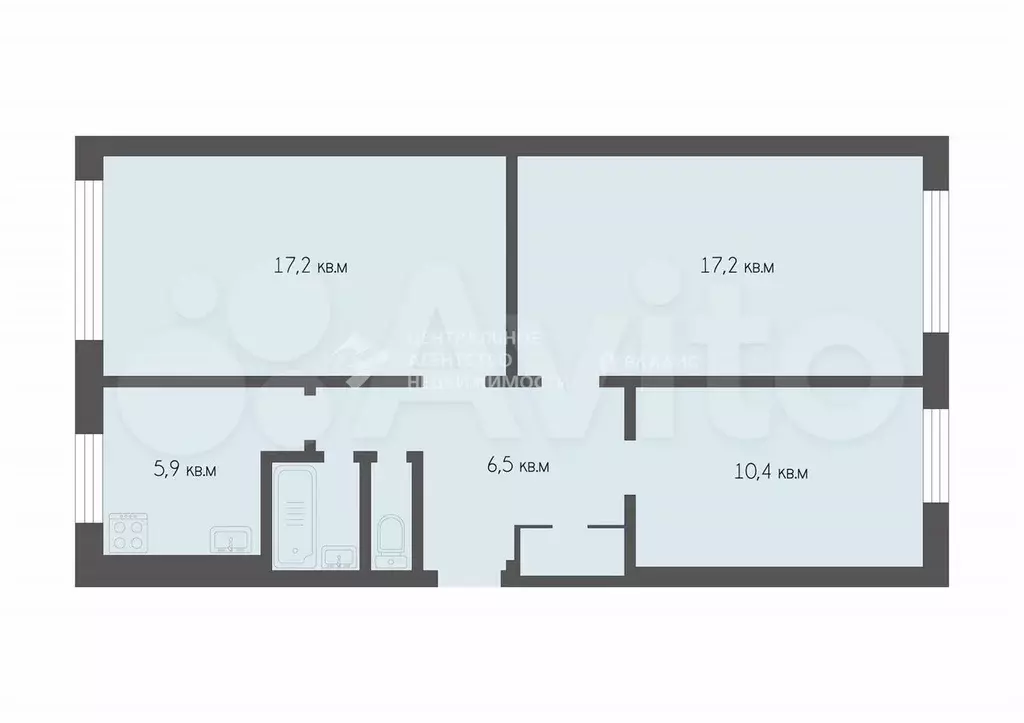 3-к. квартира, 61,1 м, 1/5 эт. - Фото 0