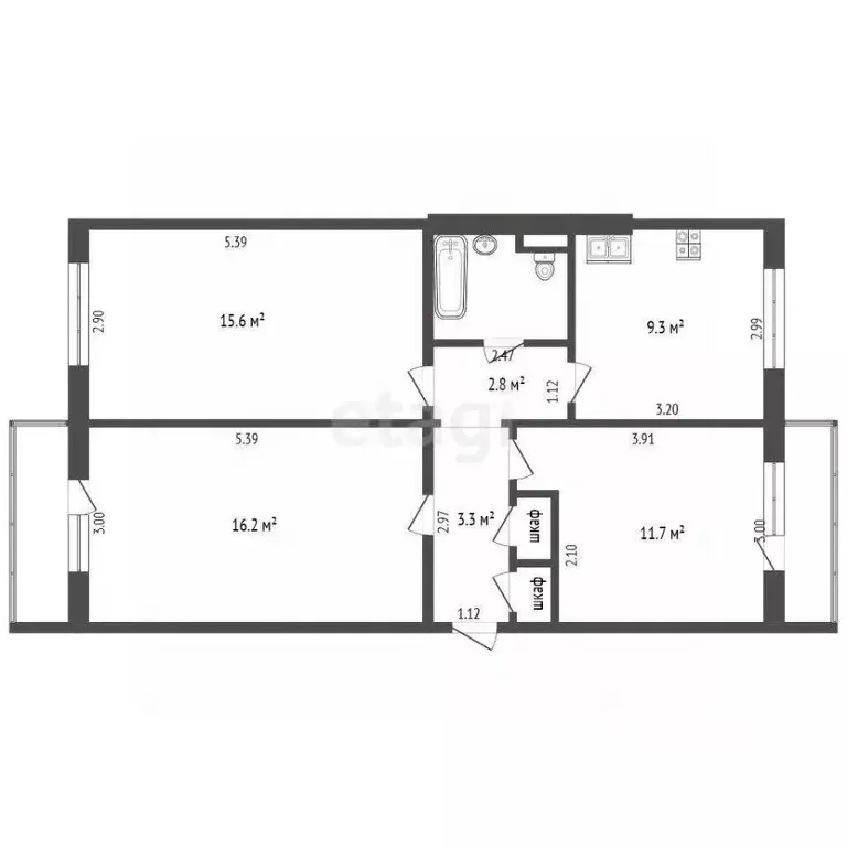 3-к кв. Тамбовская область, Тамбов Астраханская ул., 196 (63.0 м) - Фото 1