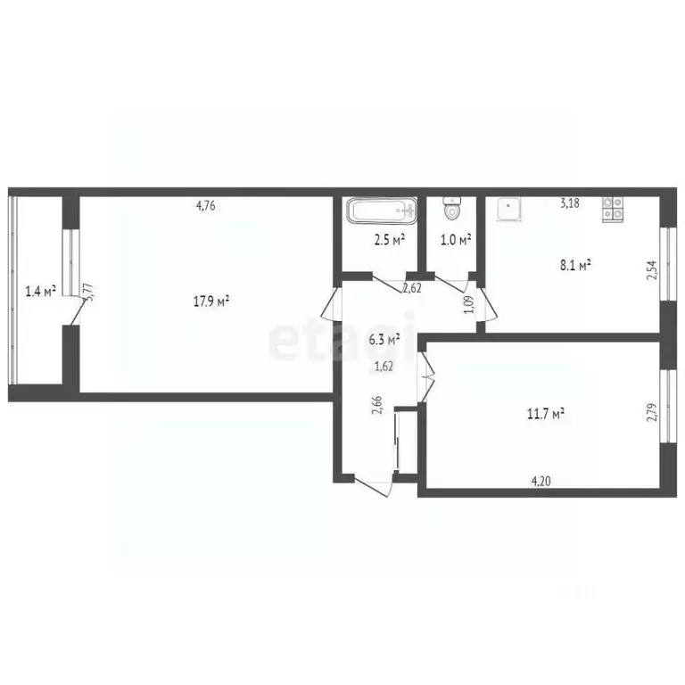 2-к кв. Томская область, Северск Коммунистический просп., 122 (48.3 м) - Фото 2