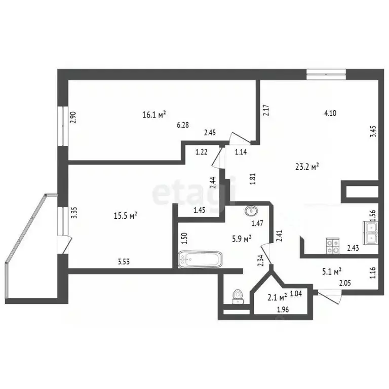 2-к кв. Московская область, Раменское ул. Мира, 2 (72.3 м) - Фото 2