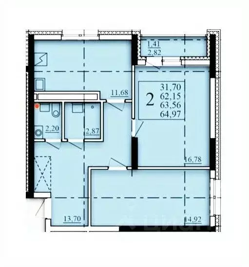 2-к кв. Башкортостан, Уфа Затон-Восточный жилрайон, Паруса жилой ... - Фото 1