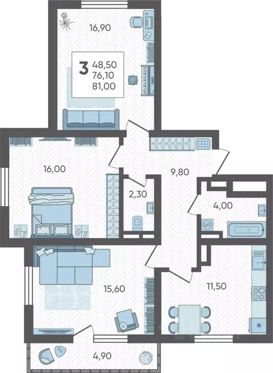 3-к кв. Краснодарский край, Сочи городской округ Горный Квартал жилой ... - Фото 0