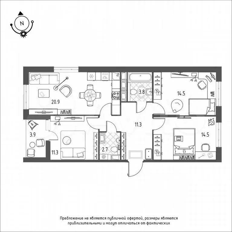 3-к. квартира, 81 м, 9/9 эт. - Фото 0