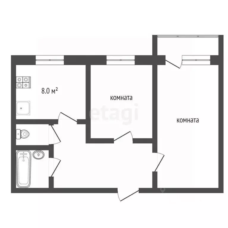 2-к кв. Вологодская область, Череповец ул. Гоголя, 33 (50.6 м) - Фото 2