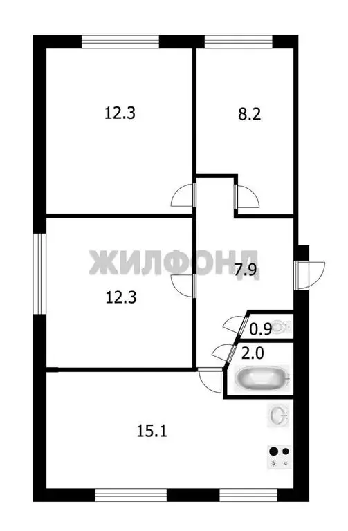 3-комнатная квартира: Новосибирск, Выставочная улица, 38 (60 м) - Фото 0