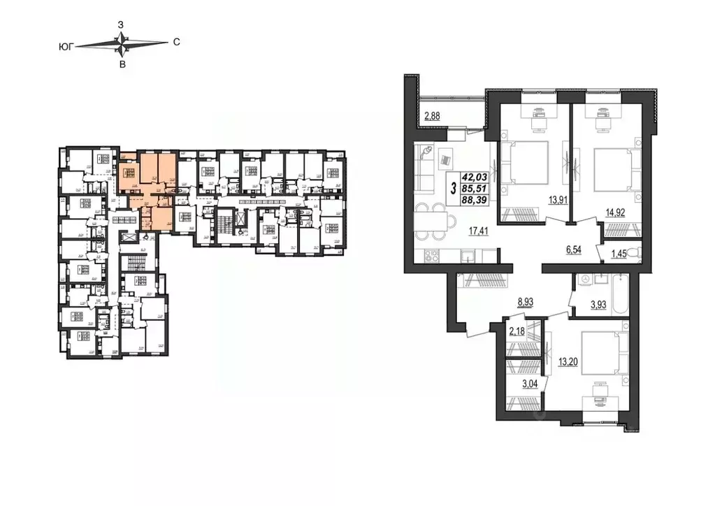 3-к кв. Мордовия, Саранск ул. 1-я Набережная, 56 (88.39 м) - Фото 0