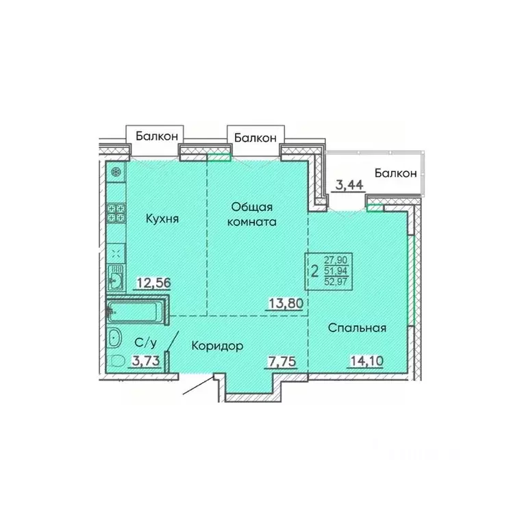 2-к кв. Бурятия, Улан-Удэ Энергетик мкр,  (52.97 м) - Фото 0