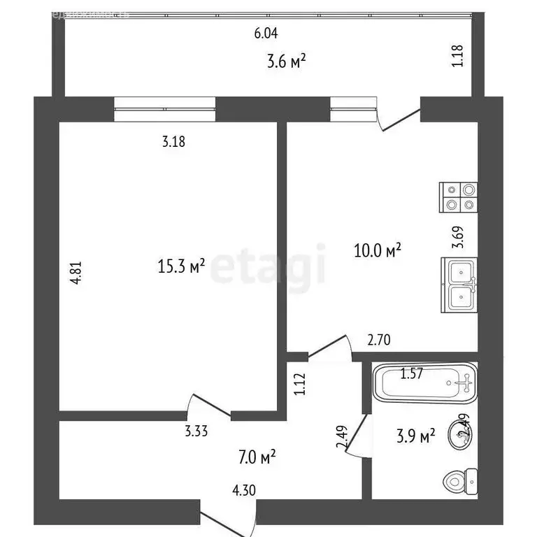 1-комнатная квартира: посёлок Текстильщиков, 3-й микрорайон, 11 (36.2 ... - Фото 1