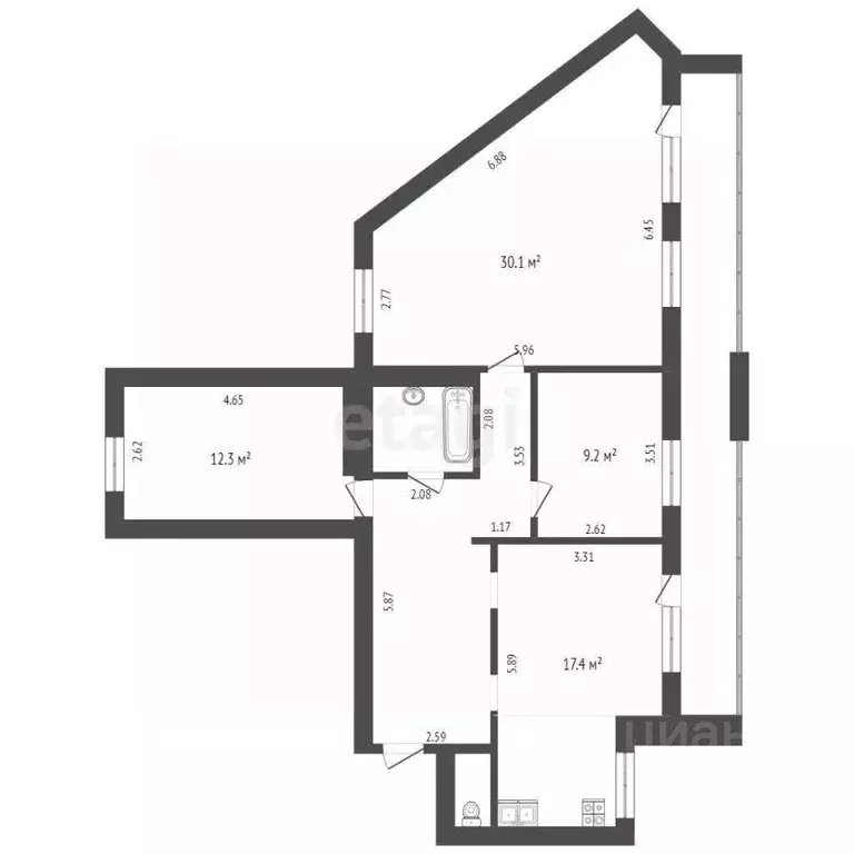 3-к кв. Коми, Ухта просп. Космонавтов, 44 (91.9 м) - Фото 2