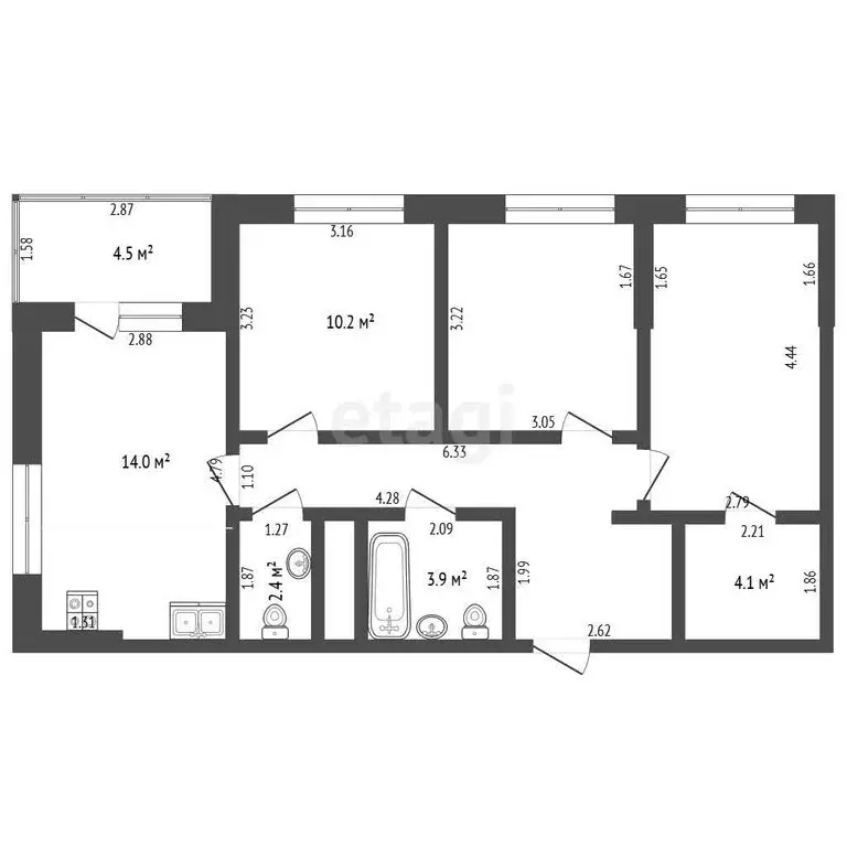 3-комнатная квартира: Тюмень, Дамбовская улица, 27к1 (68.3 м) - Фото 1