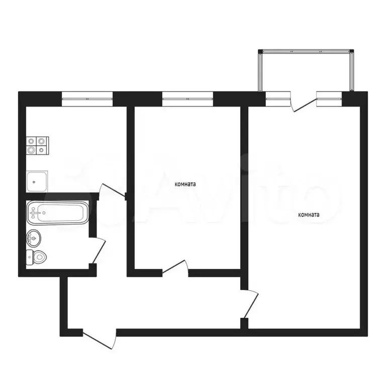 2-к. квартира, 43,7 м, 4/5 эт. - Фото 0