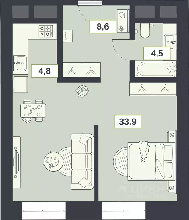 1-к кв. Москва Староалексеевская ул., 5А (52.9 м) - Фото 0