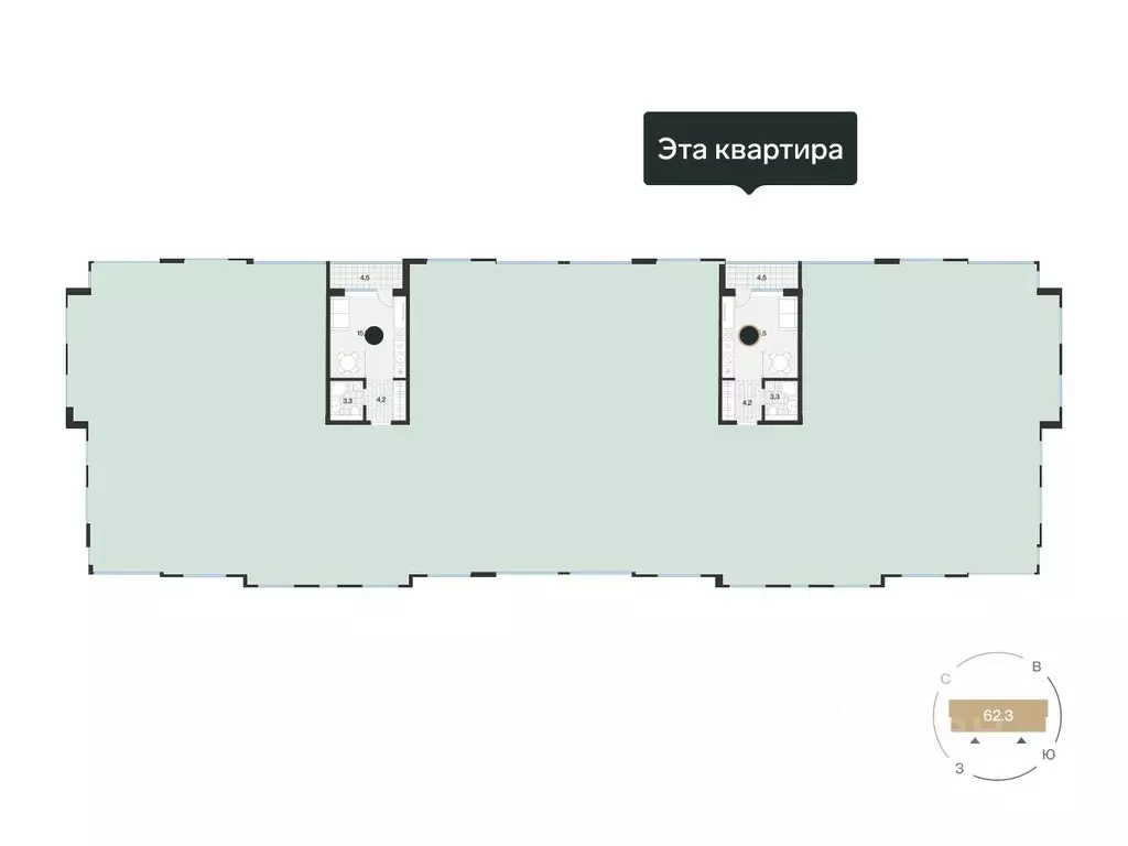 Студия Тюменская область, Тюмень ул. Игоря Комиссарова, 4 (25.24 м) - Фото 1
