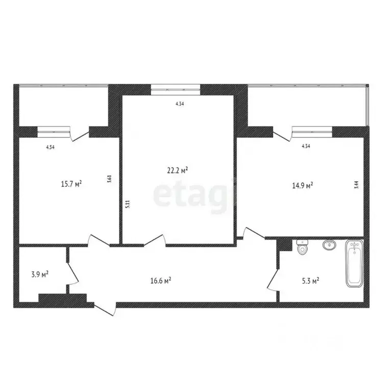 2-к кв. Красноярский край, Красноярск ул. Авиаторов, 62 (78.6 м) - Фото 2