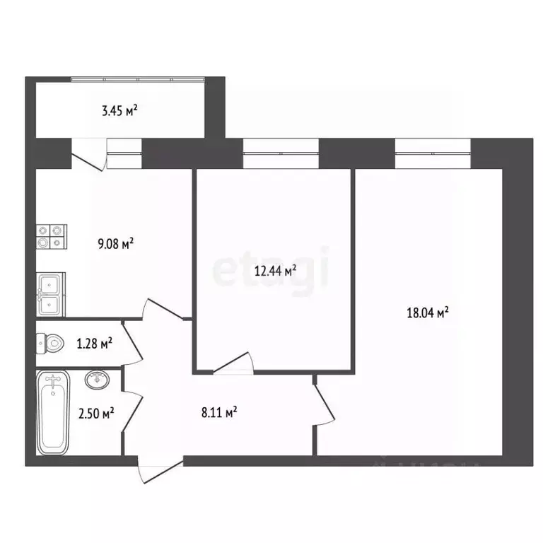 2-к кв. Марий Эл, Йошкар-Ола ул. Йывана Кырли, 43А (53.18 м) - Фото 2