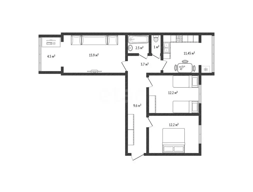 3-комнатная квартира: Каспийск, улица Ленина, 98А (73 м) - Фото 1