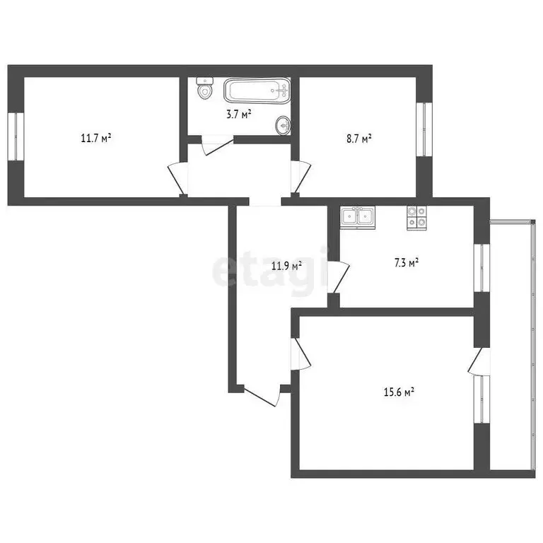 3-комнатная квартира: Кемерово, улица 1-я Линия, 14 (59 м) - Фото 0