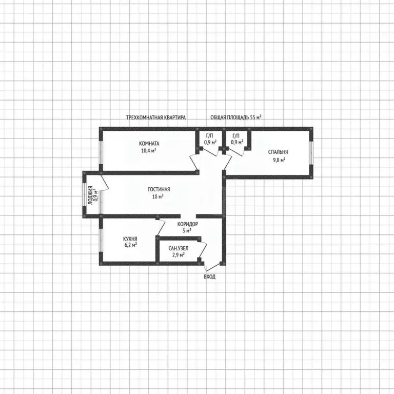 3-к кв. Адыгея, Майкоп ул. 2-я Кирпичная, 9 (55.0 м) - Фото 2