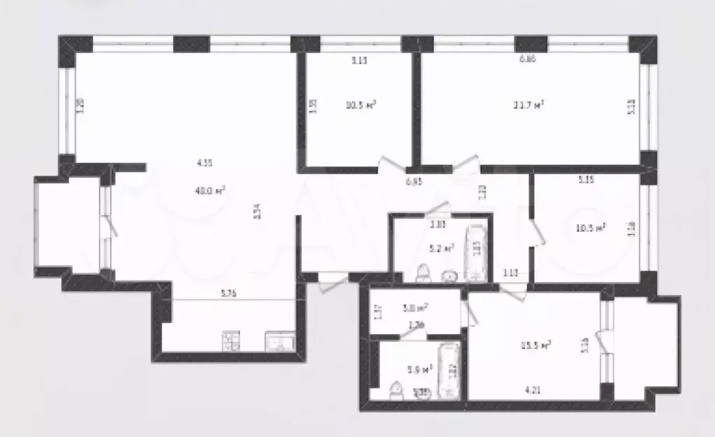 4-к. квартира, 131,1 м, 3/5 эт. - Фото 0
