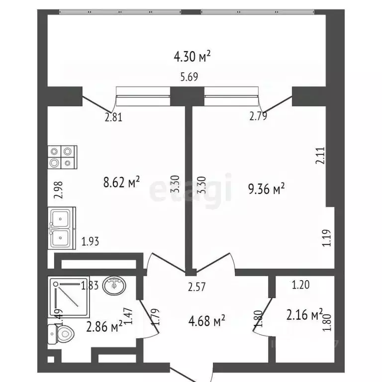 1-к кв. Севастополь ул. Братьев Манганари, 30к1 (32.0 м) - Фото 1