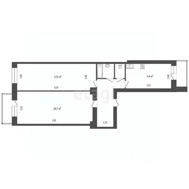 2-к кв. Москва ул. Космонавта Волкова, 9/2 (61.2 м) - Фото 2