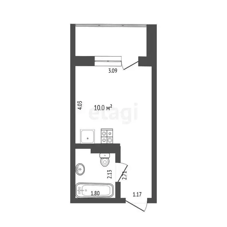 Квартира-студия: Тюмень, улица Новосёлов, 109 (19.7 м) - Фото 0