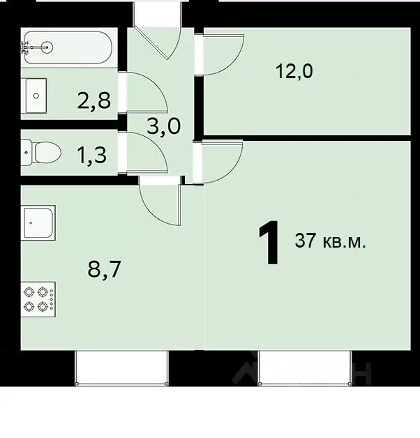 2-к кв. Москва Малая Ботаническая ул., 15 (37.0 м) - Фото 0