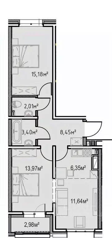 2-к кв. Иркутская область, Иркутск Иркутск-2 мкр, Зенит жилой комплекс ... - Фото 0
