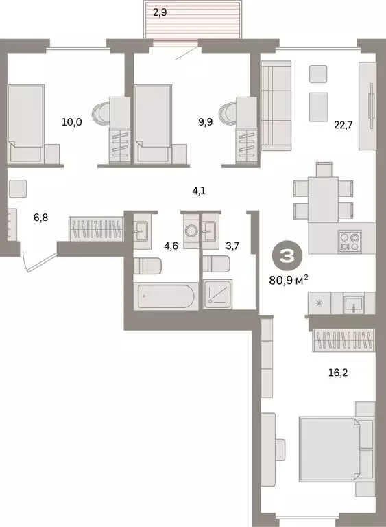 3-комнатная квартира: Екатеринбург, жилой район Сортировочный, ... - Фото 1