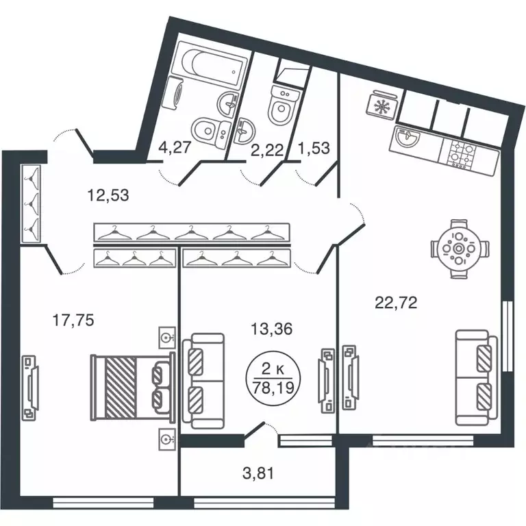 2-к кв. Тверская область, Тверь Бурашевское ш., 60 (78.19 м) - Фото 0