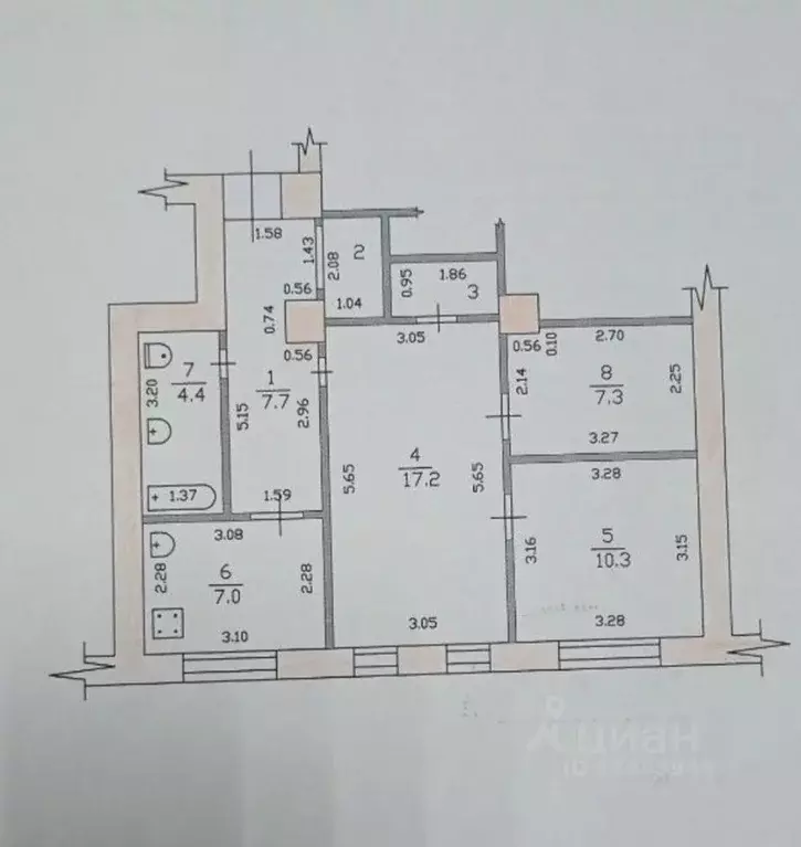 2-к кв. Тамбовская область, Тамбов ул. Гастелло, 22 (57.9 м) - Фото 2